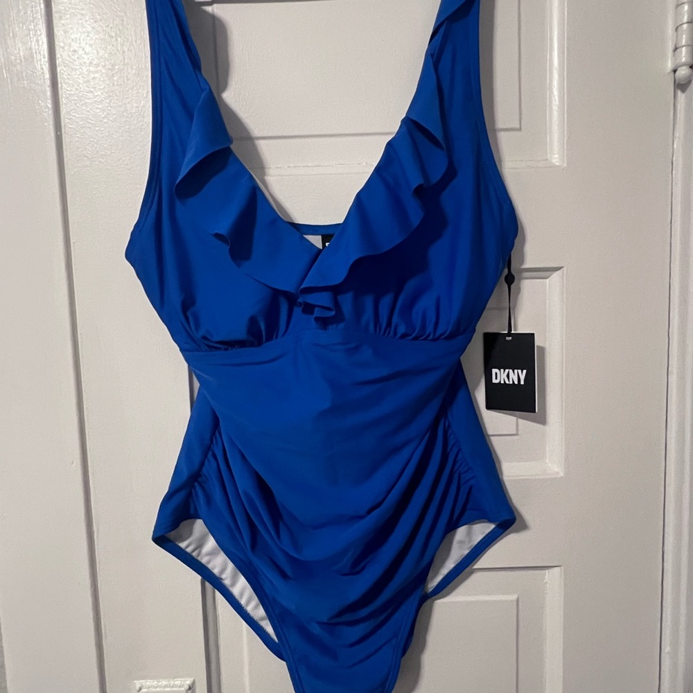 NWT-DKNY One-Piece Swimsuit-Vibrant Blue